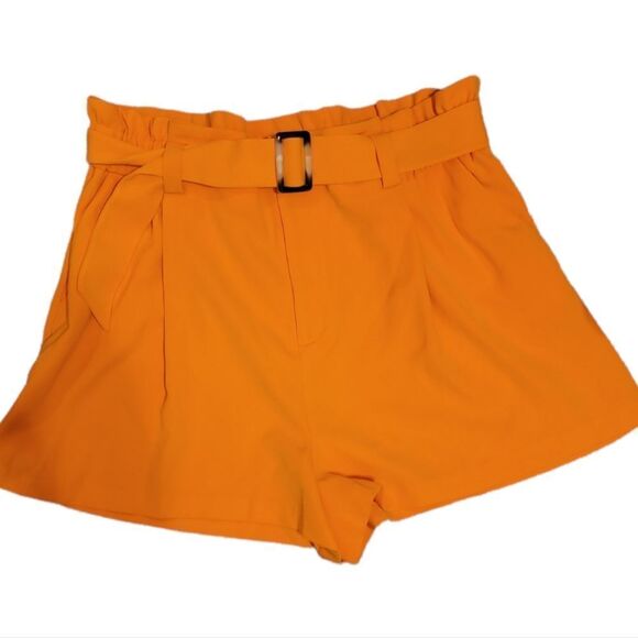 Nine West Orange Paper Bag Belted Shorts Size XXL - Picture 3 of 6